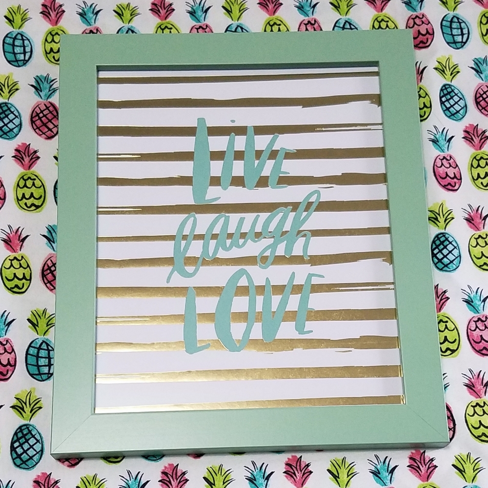NWT mint framed Live Laugh Love wall art, 8"x10"